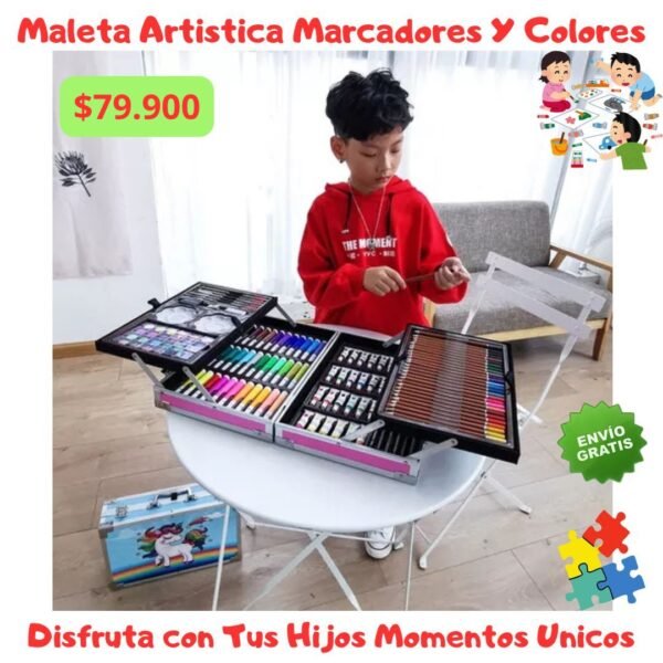 Kit De Arte Con Maleta De Lujo Para Niñas y Niños - Imagen 8